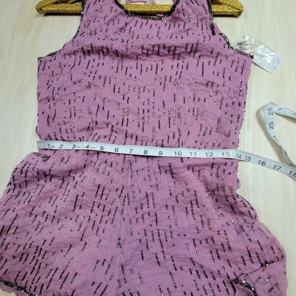 Free People Pink Rose Beaded Beauty Embellished Sleeveless Playsuit Romper 2 - Picture 10 of 15